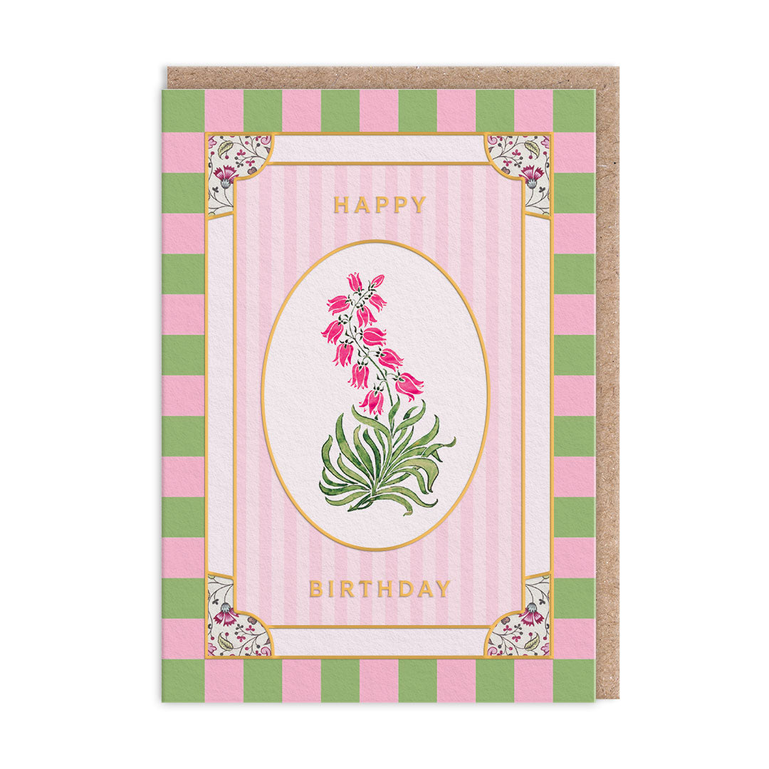 Happy Birthday Pink Campanula Greeting Card - V&A
