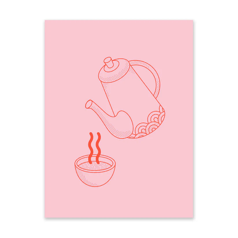 Pink and Red Tea 8x6" Riso Print