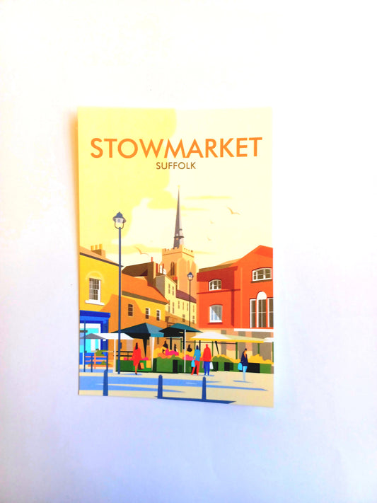 Illustrated Stowmarket Postcard