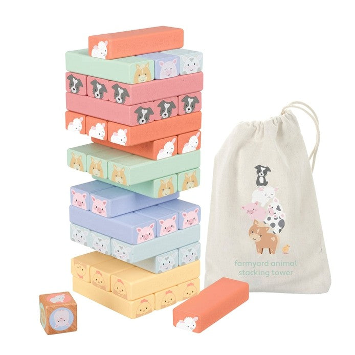 Wooden Farmyard Animal Tumbling Tower