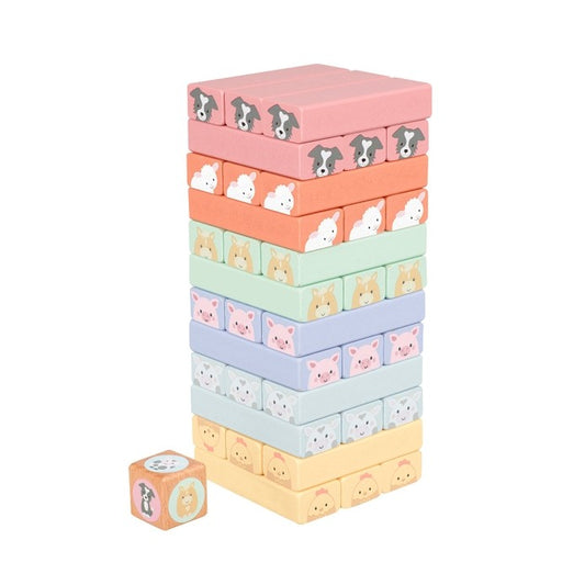 Wooden Farmyard Animal Tumbling Tower