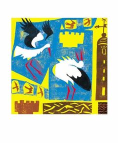 Extramadura - Stork & Lesser Kestrels Greeting Card - Greg Poole