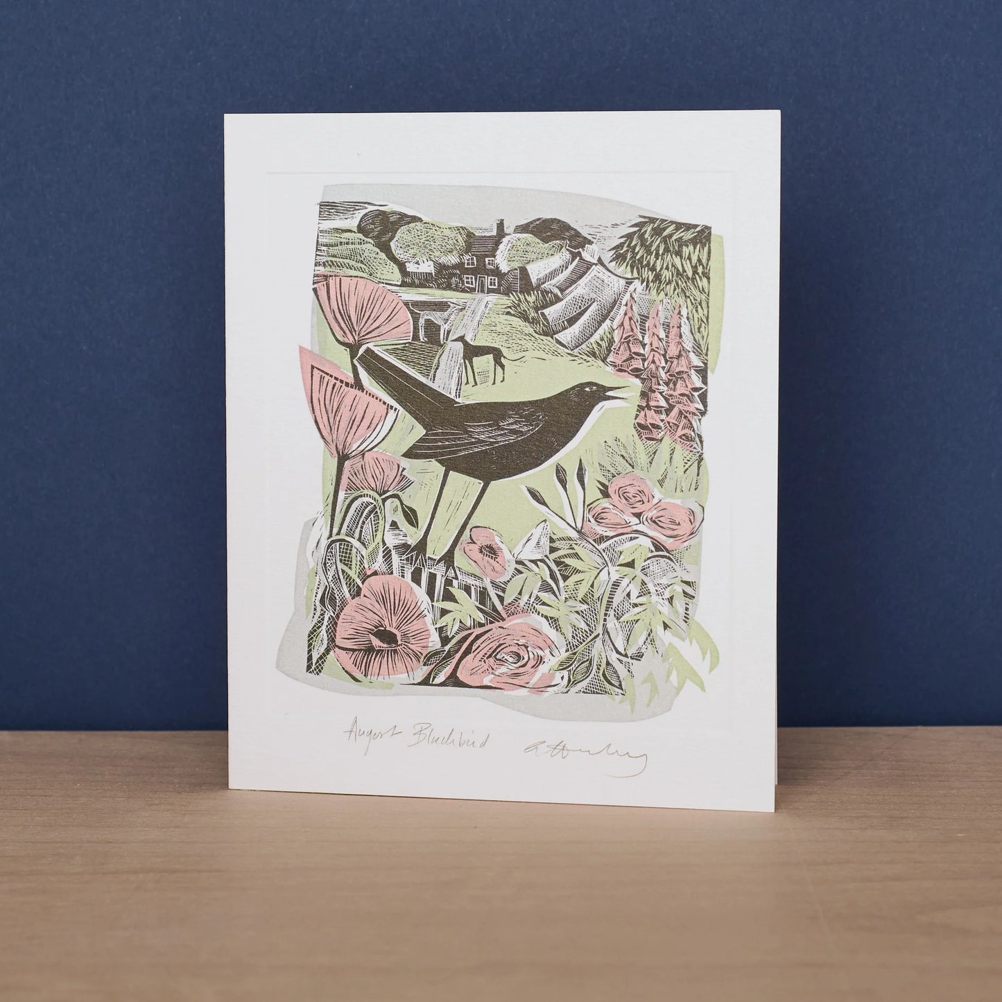 August Blackbird Greeting Card - Angela Harding
