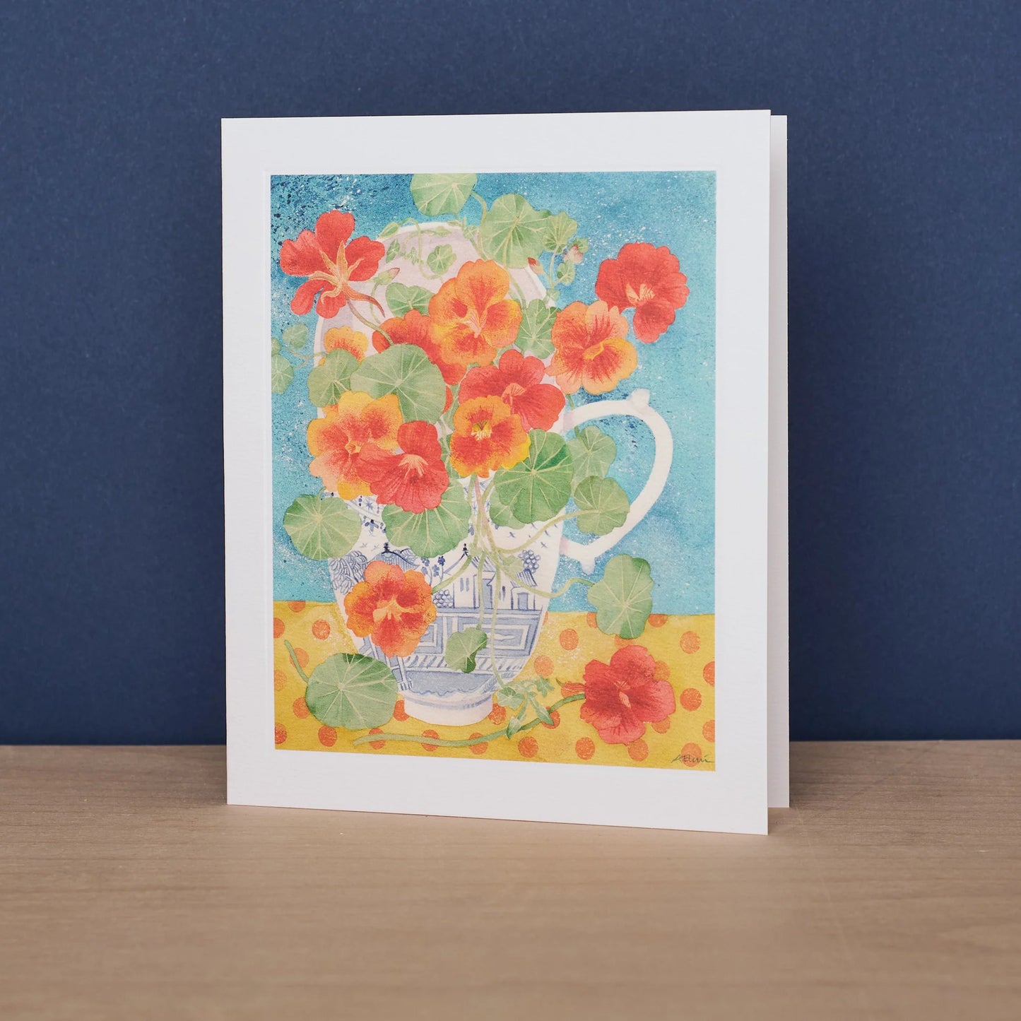 Late Summer Nasturtiums Greeting Card - Angie Lewin
