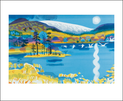 The Swans Return to the Loch Greeting Card - Carry Akroyd