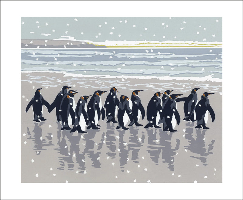 Snowy Beach Kings Greeting Card - Lizzie Perkins