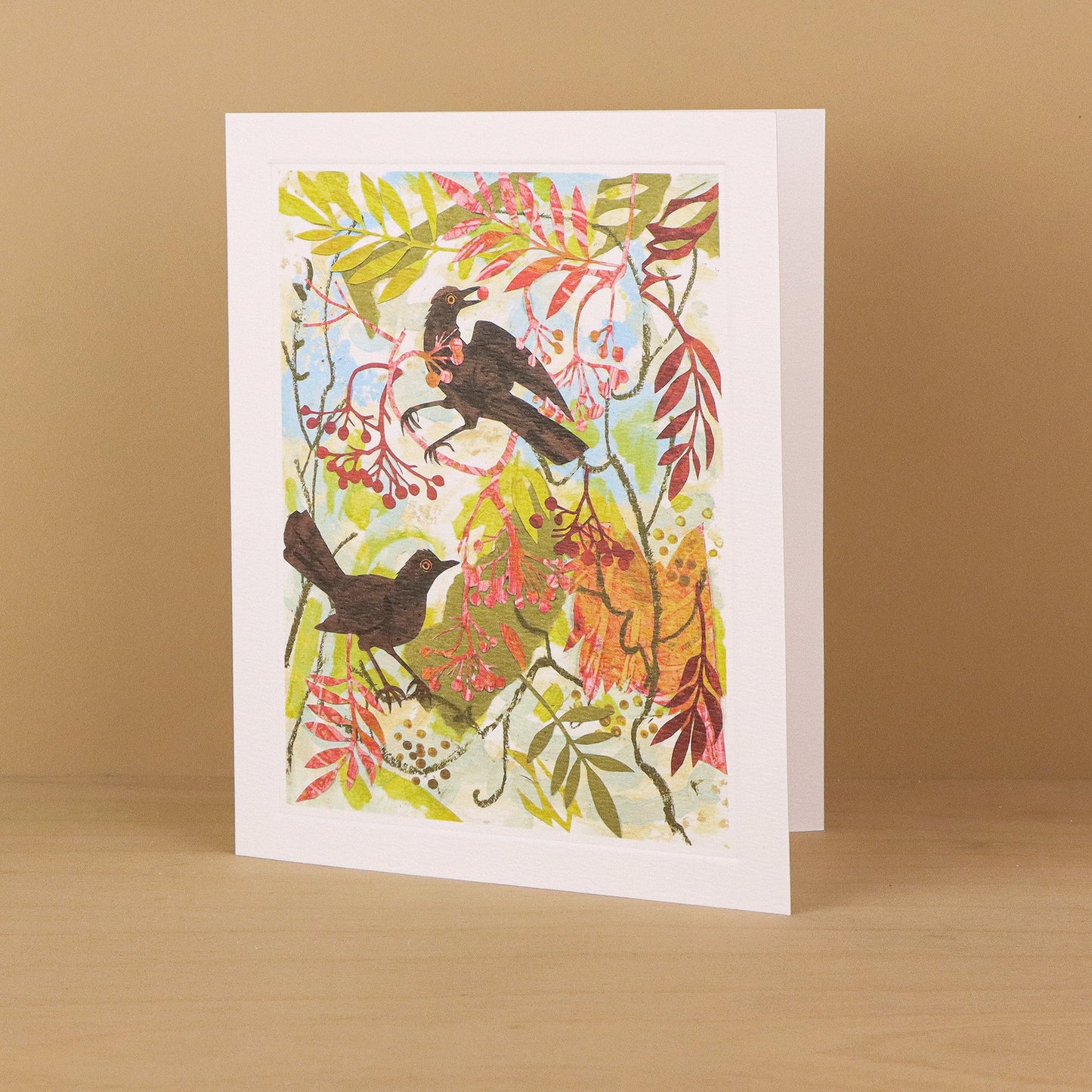 Blackbirds and Rowan Greeting Card - Mark Hearld