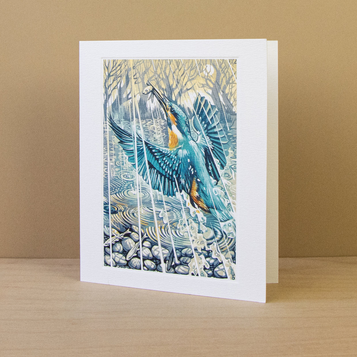 Kingfisher, Evening Rain Greeting Card - Martin Truefitt-Baker
