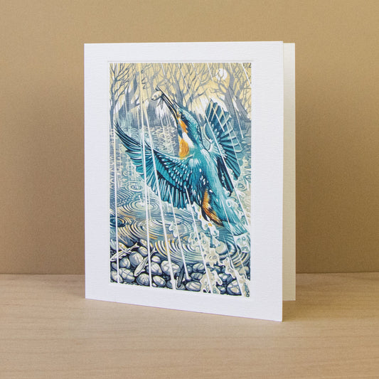 Kingfisher, Evening Rain Greeting Card - Martin Truefitt-Baker