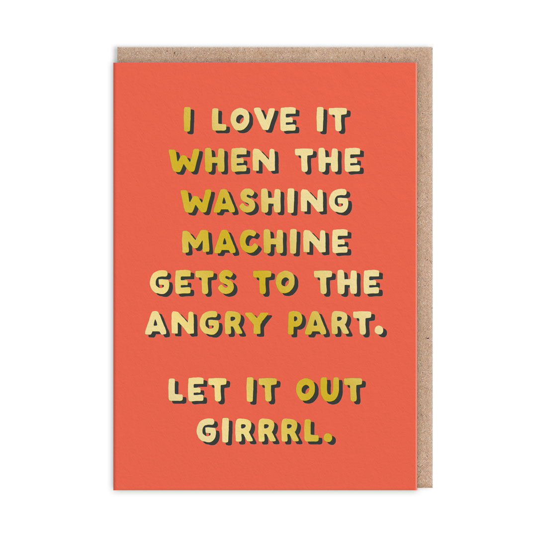 Angry Washing Machine Greeting Card - Fun Thoughts