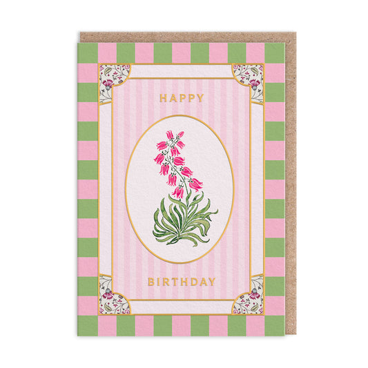 Happy Birthday Pink Campanula Greeting Card - V&A