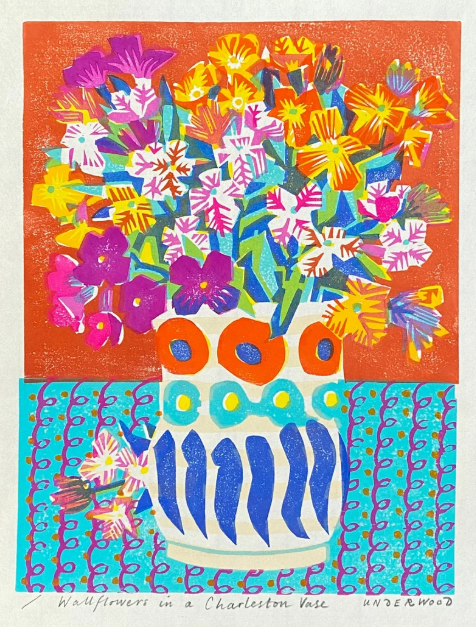 Wallflowers in a Charleston Vase Greeting Card - Matt Underwood