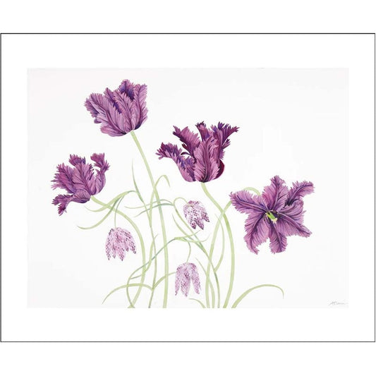 Parrot Tulips and Fritillaries Greeting Card - Angie Lewin
