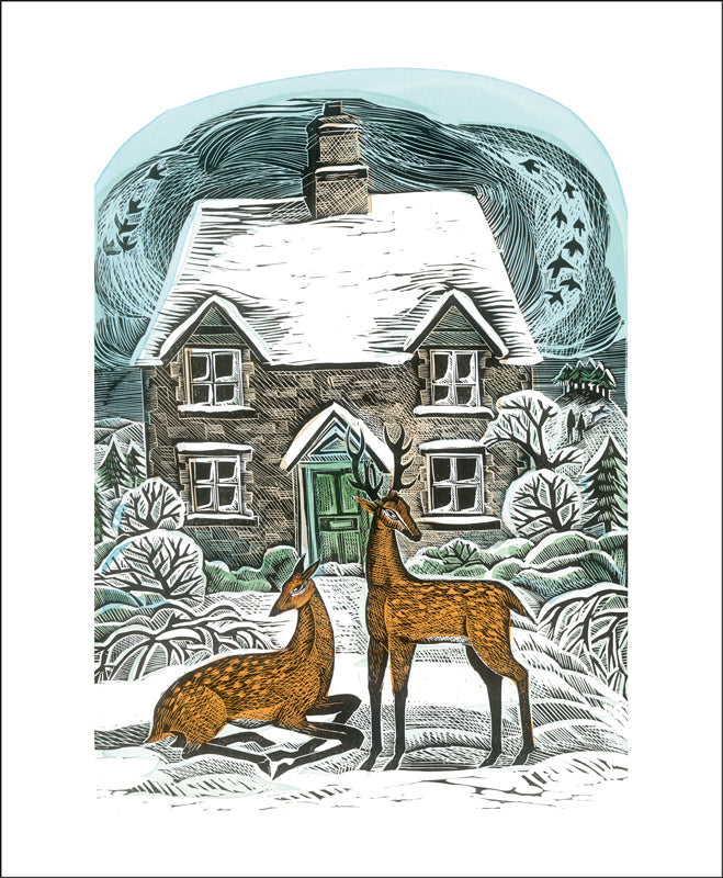 Christmas Cottage Greeting Card - Angela Harding